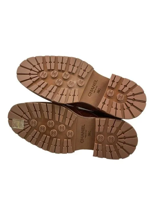 Chanel Loafers 36 C Quilted Brown Gold CC Logo - Picture 8 of 12